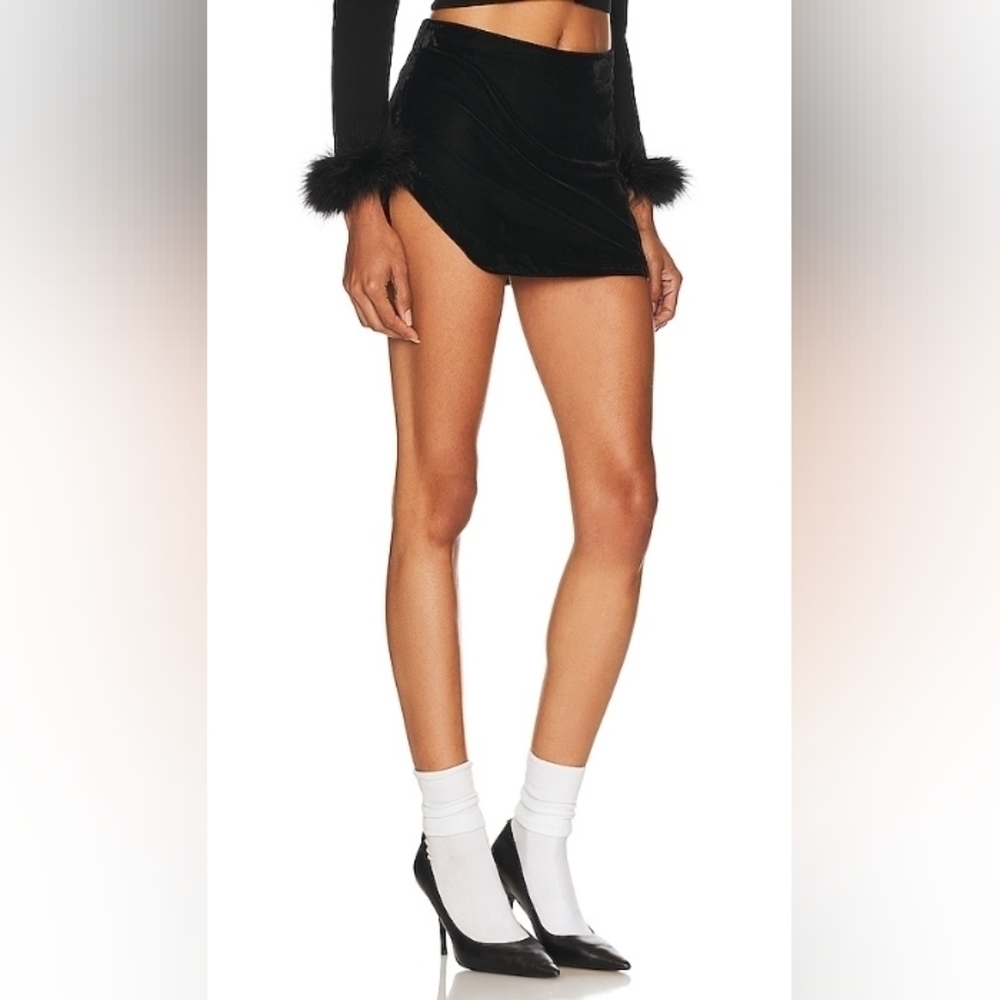 NWT Free People Annalise Velvet Mini Skirt in Black Size 12 - Picture 3 of 7